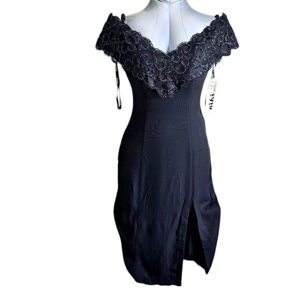 NWT Niki Originals Vintage Black Evening Dress Size 4